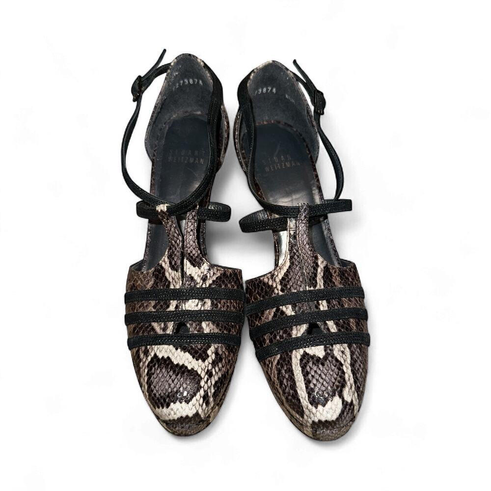 Stuart Weitzman Heritage Azur Reptile Leather Platform Pumps Heels Size 8.5 - Picture 2 of 11